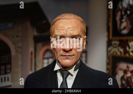 Mustafa Kemal Ataturk Wachsstatue bei Madame Tussauds Istanbul. Stockfoto