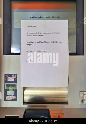 Defekter Geldautomat, Deutschland Stockfoto