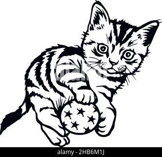 Katze, Peeking Kitten - fröhliche Kätzchen isoliert auf weiß - Vektor Stock Illustration Stock Vektor