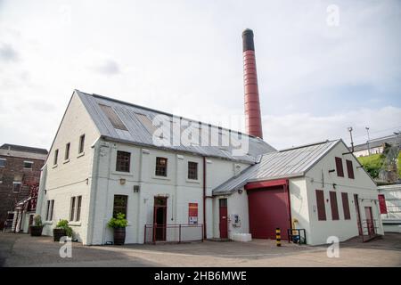 Ein Lager in der Glenkinchie Whisky Distillery in East Lothian, Schottland, Großbritannien Stockfoto