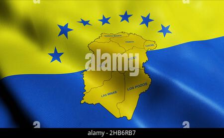 3D Illustration einer schwenkenden Flagge der Provinz Panama von Herrera Stockfoto