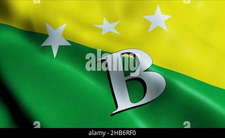 3D Illustration einer winkenden Flagge der Provinz Panama von Bocas del Toro Stockfoto