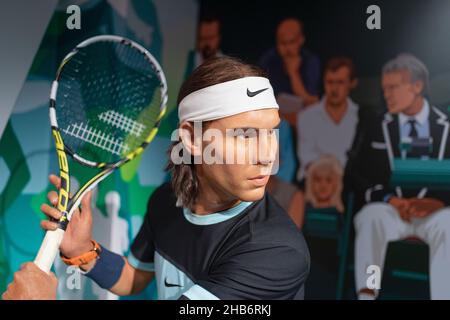 Rafael Nadal Wachsfigur im Madame Tussauds Istanbul. Rafael Nadal ist ein spanischer Profi-Tennisspieler. Stockfoto