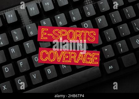 Inspiration zeigt Schild E Sports Abdeckung. Konzept Bedeutung Berichterstattung live auf neuesten Sportwettbewerb Broadcasting Abstract Online Typing Contest Stockfoto