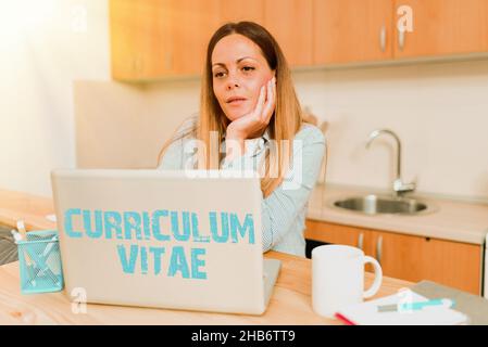 Konzeptionelle Darstellung Lebenslauf. Wort geschrieben zur Übersicht über die Qualifikation der Person für die Jobmöglichkeit Erfahrungsaustausch durch Video-Blogging Stockfoto