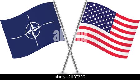 Flaggen der USA und der NATO. Vektorgrafik. Stock Vektor