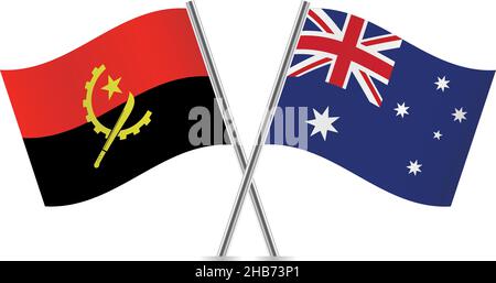 Flaggen von Angola und Australien. Vektorgrafik. Stock Vektor
