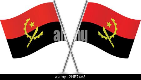 Angola-Flaggen. Vektorgrafik. Stock Vektor