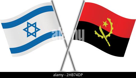 Flaggen von Israel und Angola. Vektorgrafik. Stock Vektor