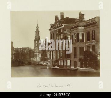 Munttoren, Amsterdam, vom Rokin aus gesehen, Tour de la monnaie (Titel auf Objekt), Pieter Oosterhuis (erwähnt auf Objekt), Amsterdam, c. 1855 - in oder vor 1860, Papier, Albumin-Druck, Höhe 118 mm × Breite 158 mm Stockfoto