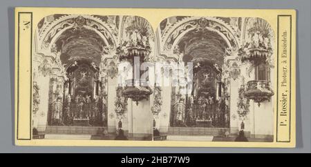 Kapelle der seligen Jungfrau Maria im Kloster Einsiedeln, Schweiz, Einsiedeln. Canton de schwitz - Suisse (Titel auf Objekt), Chapelle de la Vierge, au bas de l'Eglise (Titel auf Objekt), Pierre Joseph Rossier (auf Objekt erwähnt), Einsiedeln, 1862 - 1870, Papier, Karton, Albumin-Print, Höhe 86 mm × Breite 173 mm Stockfoto