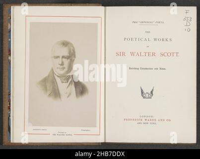 Die poetischen Werke von Sir Walter Scott mit Einführung und Notizen (Titel auf Objekt), Walter Scott (erwähnt auf Objekt), Herausgeber: Frederick Warne and Co. (Erwähnt auf Objekt), London, 1890, fotografische Unterstützung, Papier, Albumendruck, Stein-Marmorpapier, Höhe 197 mm × Breite 145 mm × Dicke 48 mm Stockfoto