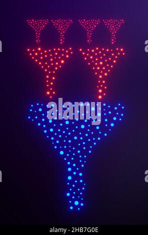 Big-Data-Visualisierung. Filtern von Maschinenalgorithmen. Sortieren von Daten 3D Abbildung Stockfoto