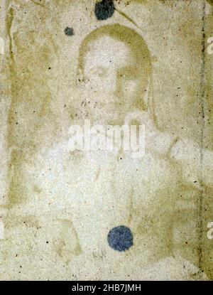 Porträt eines Mädchens, Eduard Isaac Asser, Amsterdam, nach 1845 - 1855, Papier, fotografischer Träger, gesalzener Papierdruck, Höhe 51 mm × Breite 41 mm Stockfoto