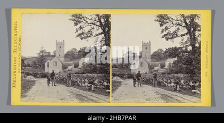 Blick auf die Kirche der Heiligen Dreifaltigkeit in Gidleigh, Gidleigh-Kirche. (Titel auf Objekt), Francis Bedford (erwähnt auf Objekt), Gidleigh, c. 1850 - c. 1880, Karton, Albumin-Print, Höhe 85 mm × Breite 170 mm Stockfoto