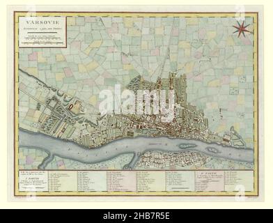 Warschau Plan, Warschau Karte, Karte von Warschau, Mapa Warszawy, Warschau Print, Warschau Plan, Warschau Poster, Old Warsaw Plan, Retro Warsaw Poster, Warschau Download Stockfoto