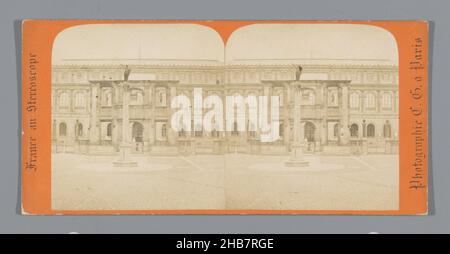 Ansicht des École des Beaux-Arts in Paris, France au Stereoscope (Serientitel), Charles Gérard (auf Objekt erwähnt), Paris, c. 1850 - c. 1875, Karton, Albumin-Print, Höhe 85 mm × Breite 170 mm Stockfoto