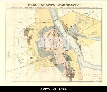 Warschau Plan, Warschau Karte, Karte von Warschau, Mapa Warszawy, Warschau Print, Warschau Plan, Warschau Poster, Old Warsaw Plan, Retro Warsaw Poster, Warschau Download Stockfoto