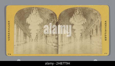 Spiegelsaal im Schloss von Versailles, Versailles (Serientitel), anonym, Spiegelzaal, c. 1850 - c. 1875, Karton, Albumin-Print, Höhe 85 mm × Breite 170 mm Stockfoto