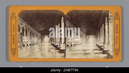 Spiegelsaal im Schloss von Versailles, Paris (Serientitel), anonym, Spiegelzaal, c. 1865 - c. 1890, Karton, Albumin-Print, Höhe 85 mm × Breite 170 mm Stockfoto