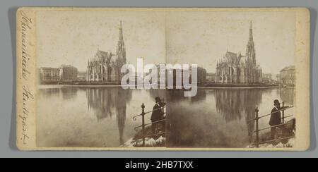 Ansicht der Johanniskirche in Stuttgart, Johanneskirche, Stuttgart (Titel auf Objekt), Ludwig Schaller (auf Objekt erwähnt), Stuttgart, c. 1860 - c. 1880, Karton, Albumin-Print, Höhe 85 mm × Breite 170 mm Stockfoto