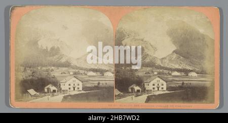 Blick auf den Glacier des Bossons, Glacier des Bossons (Vallee de Chamonix) (Titel auf Objekt), anonym, Chamonix, c. 1860 - c. 1880, Karton, Albumin-Print, Höhe 85 mm × Breite 170 mm Stockfoto