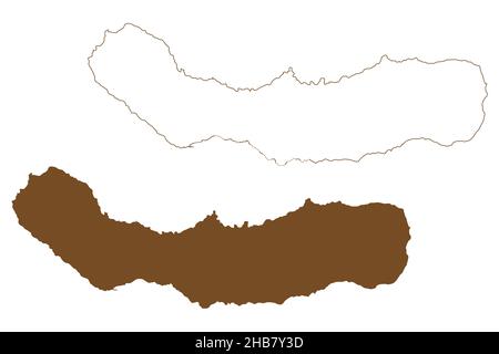 Insel Sao Miguel (Portugal, Portugiesische Republik, Autonome Region des Azoren-Archipels) Kartenvektordarstellung, Skizze Sao Miguel Karte Stock Vektor