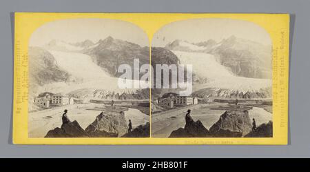 Blick auf den Rhonegletscher, La Glacier du Rhône. Schweiz. (Titel auf Objekt), William England (erwähnt auf Objekt), Wallis, c. 1850 - c. 1880, Karton, Albumin-Print, Höhe 85 mm × Breite 170 mm Stockfoto
