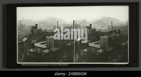 Blick auf Edinburgh vom Calton Hill, Panorama d'Edinbourg Pris de Carlton-Hill. Ecosse, Ferrier Père-Fils et Soulier & Lévy Sr. (Auf Objekt erwähnt), Edinburgh, 1864 - 1873, Glas, Dia, Höhe 85 mm × Breite 172 mm Stockfoto