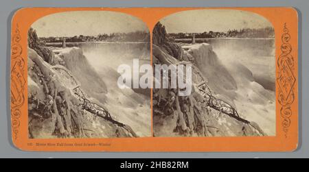 Blick auf die Horseshoe Falls von Goat Island im Winter, Horse Shoe Fall von Goat Island - Winter, George E. Curtis (auf Objekt erwähnt), Niagara Falls, 1866 - 1910, Karton, Papier, Albumin-Print, Höhe 86 mm × Breite 172 mm Stockfoto