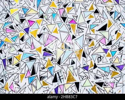 Abstrakt geometrische handgemalte Hintergrund mit bunten Dreiecken Stockfoto