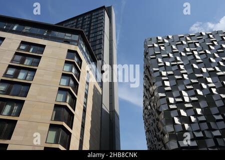 Die City Lofts, der Parkplatz der Charles Street und die Skyline des Sheffield City Centre England, Großbritannien, die hohen Gebäude der Innenstadt Stockfoto