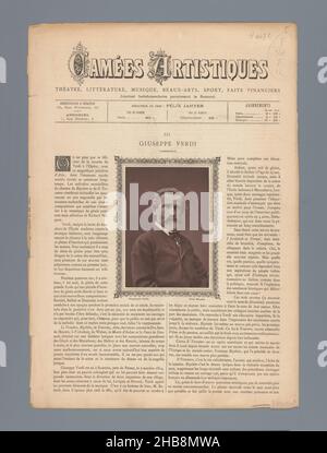 Porträt von Giuseppe Verdi, Giuseppe Verdi (Titel auf Objekt), Ferdinand Mulnier (erwähnt auf Objekt), Goupil & Cie. (Erwähnt auf Objekt), c. 1875 - in oder vor 1883, Papier, Höhe 123 mm × Breite 85 mm Stockfoto