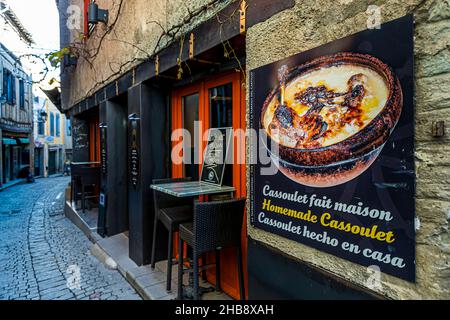 Cassoulet Restaurant in Carcassonne, Frankreich Stockfoto