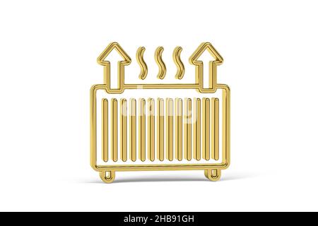 Goldenes 3D Radiator-Symbol isoliert auf weißem Hintergrund - 3D Render Stockfoto