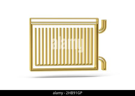 Goldenes 3D Radiator-Symbol isoliert auf weißem Hintergrund - 3D Render Stockfoto