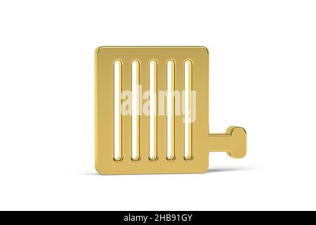 Goldenes 3D Radiator-Symbol isoliert auf weißem Hintergrund - 3D Render Stockfoto