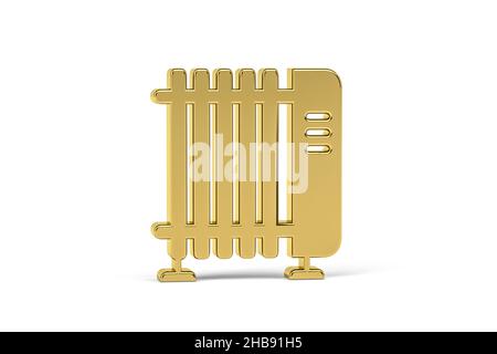 Goldenes 3D Radiator-Symbol isoliert auf weißem Hintergrund - 3D Render Stockfoto