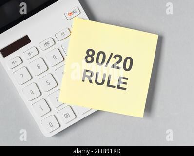 80 20 pareto-Prinzip Konzept, Text auf Papier. Stockfoto