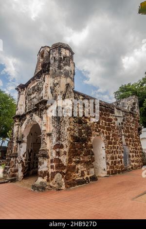 Porta de Santiago Torhaus Einer Famosa Festung in Malacca Melaka, Malaysia Stockfoto