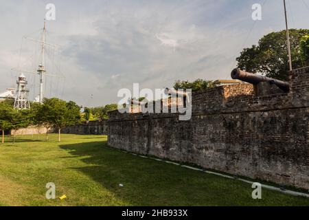 Kanonen des Fort Cornwallis in George Town, Malaysia Stockfoto