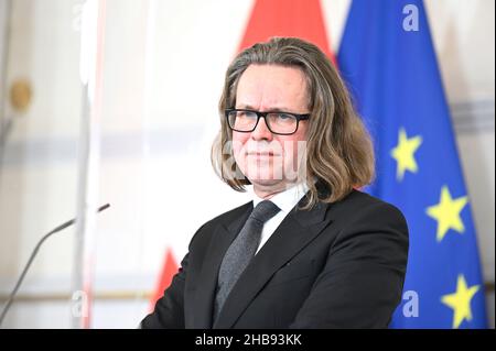 Wien, Österreich. 17. Dezember 2021. Pressekonferenz zum Thema "Ninja-Pass für die Feiertage" mit Bildungsminister Martin Polaschek (ÖVP) Stockfoto