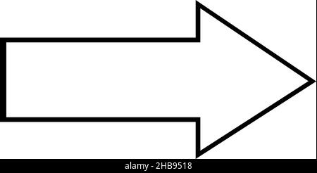 Vektordarstellung eines Pfeils in Schwarz-Weiß, der die richtige Richtung angibt Stock Vektor