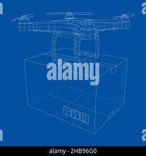 Beschreibung des Konzepts der Lieferdrohne Stockfoto