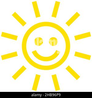 Sun Smiley gelbes Zeichen Symbol isoliert - Vektor-Illustration Stock Vektor