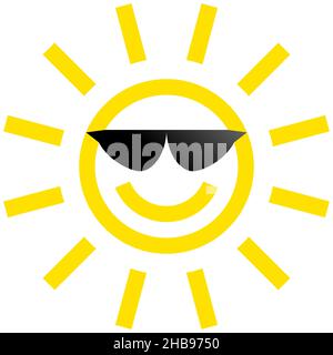 Sun Smiley gelbes Zeichen Symbol isoliert - Vektor-Illustration Stock Vektor