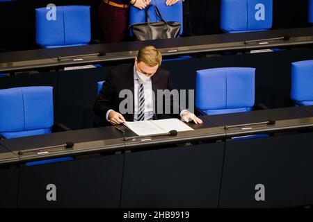 Berlin, Deutschland. 16th Dez 2021. Der deutsche Politiker Christian Lindner. (Bild: © Ralph Pache/PRESSCOV über ZUMA Press Wire) Stockfoto