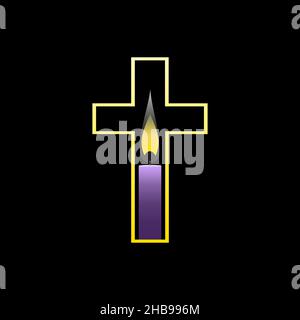 Kerzenlicht in christlichen Kreuzreligion Symbol Vektor-Symbol Stock Vektor