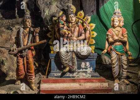 Hindu-Gottheiten in Batu-Höhlen in Kuala Lumpur, Malaysia Stockfoto