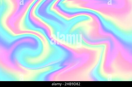 Abstrakter Regenbogen-Hintergrund im Glitch-Stil. Farbenfrohe Textur im Tie-Dye-Stil. Holografische Folienstruktur. Stockfoto